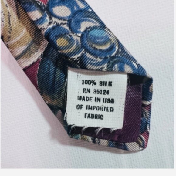 Hanover Men's Tie Paisley Design Multi-Color 100% Silk Made In USA 60" Long - Picture 4 of 4